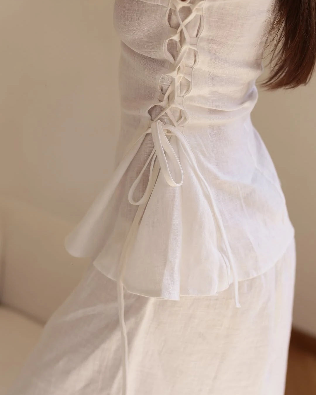 Lincoln Paris Coastal White Co-ord set featuring a stylish top and matching skirt, perfect for casual summer wear.