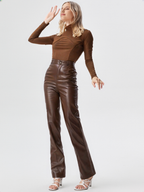 Panthera Brown Leather Pants - Lincoln Paris