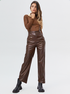 Panthera Brown Leather Pants - Lincoln Paris