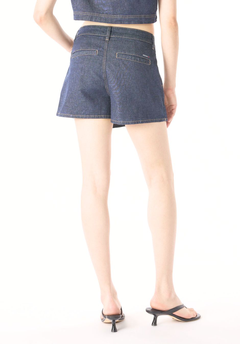 Lincoln Paris Elan Denim Co-ord set featuring a fitted denim jacket and matching high-waisted jeans, styled on a model.