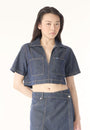 Lincoln Paris Elan Denim Co-ord set featuring a matching denim jacket and pants, styled casually on a model.