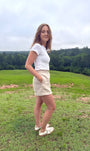 Lincoln Paris Desert Linen Shorts shown in beige, featuring a relaxed fit, lightweight fabric, and casual summer style.