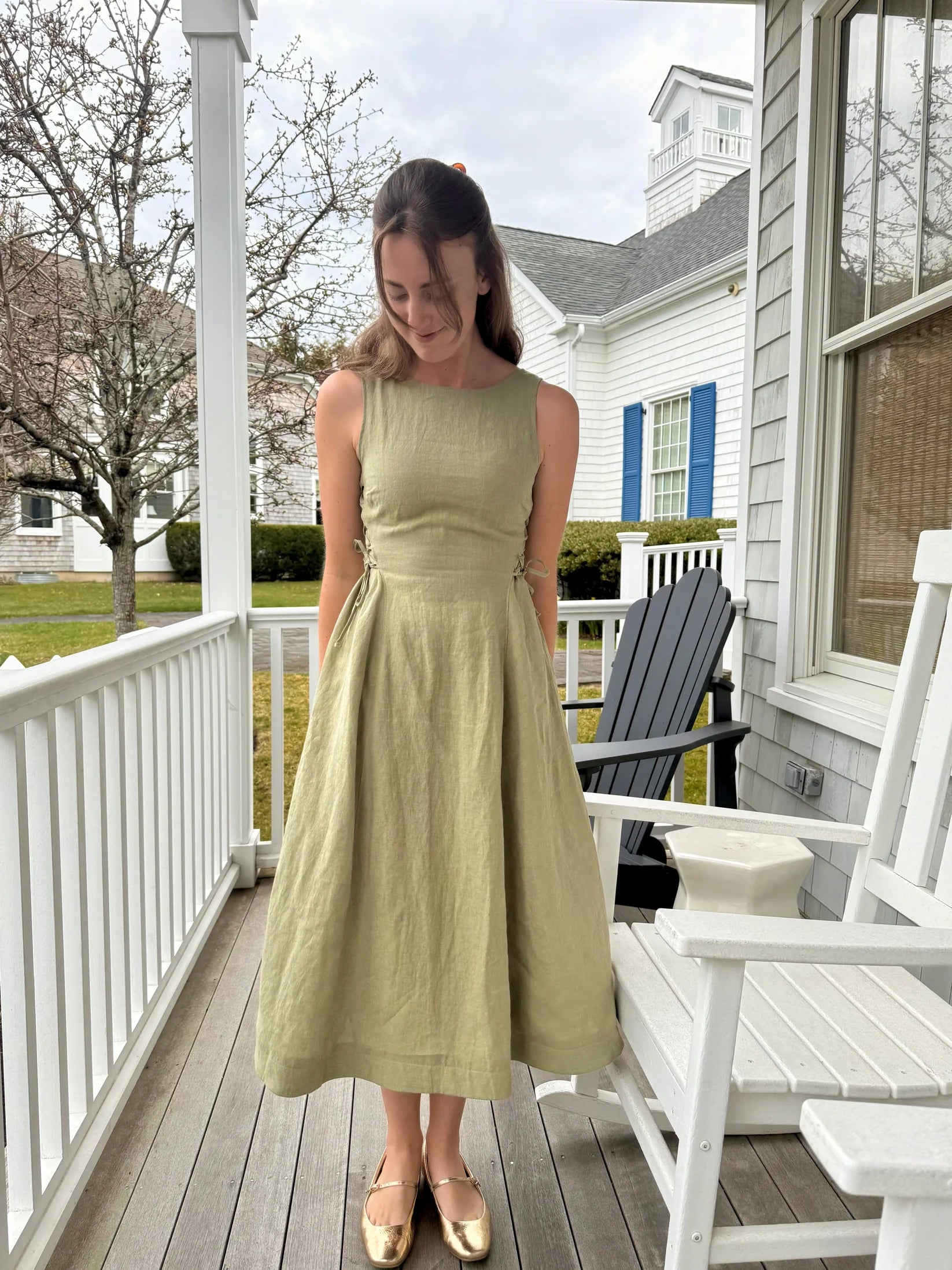 Sage Linen Dress 2XL