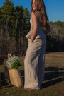 Lincoln Paris Linen Ease Pants in natural linen fabric, featuring a relaxed fit and casual style perfect for warm weather.