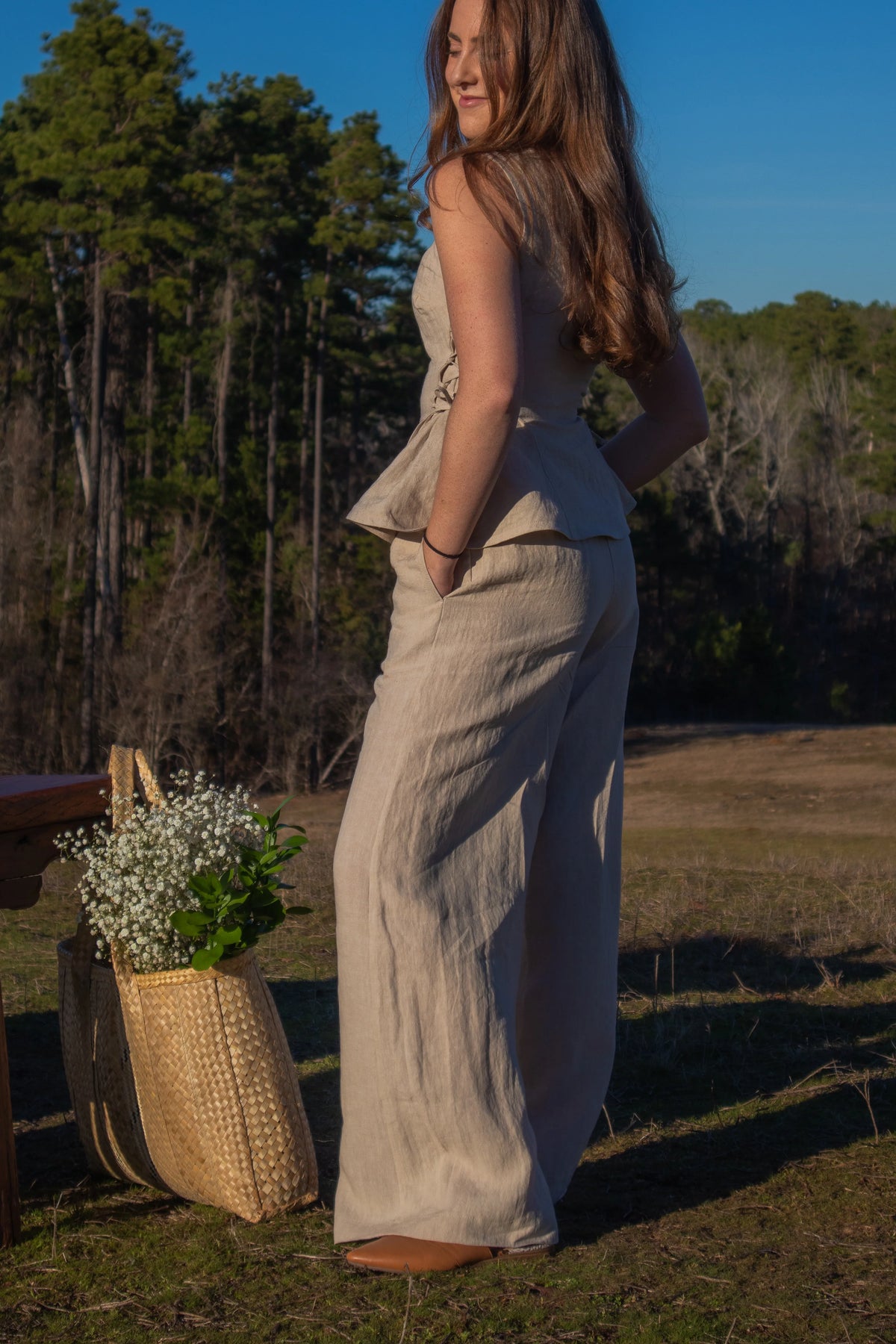 Lincoln Paris Linen Ease Pants in natural linen fabric, featuring a relaxed fit and casual style perfect for warm weather.