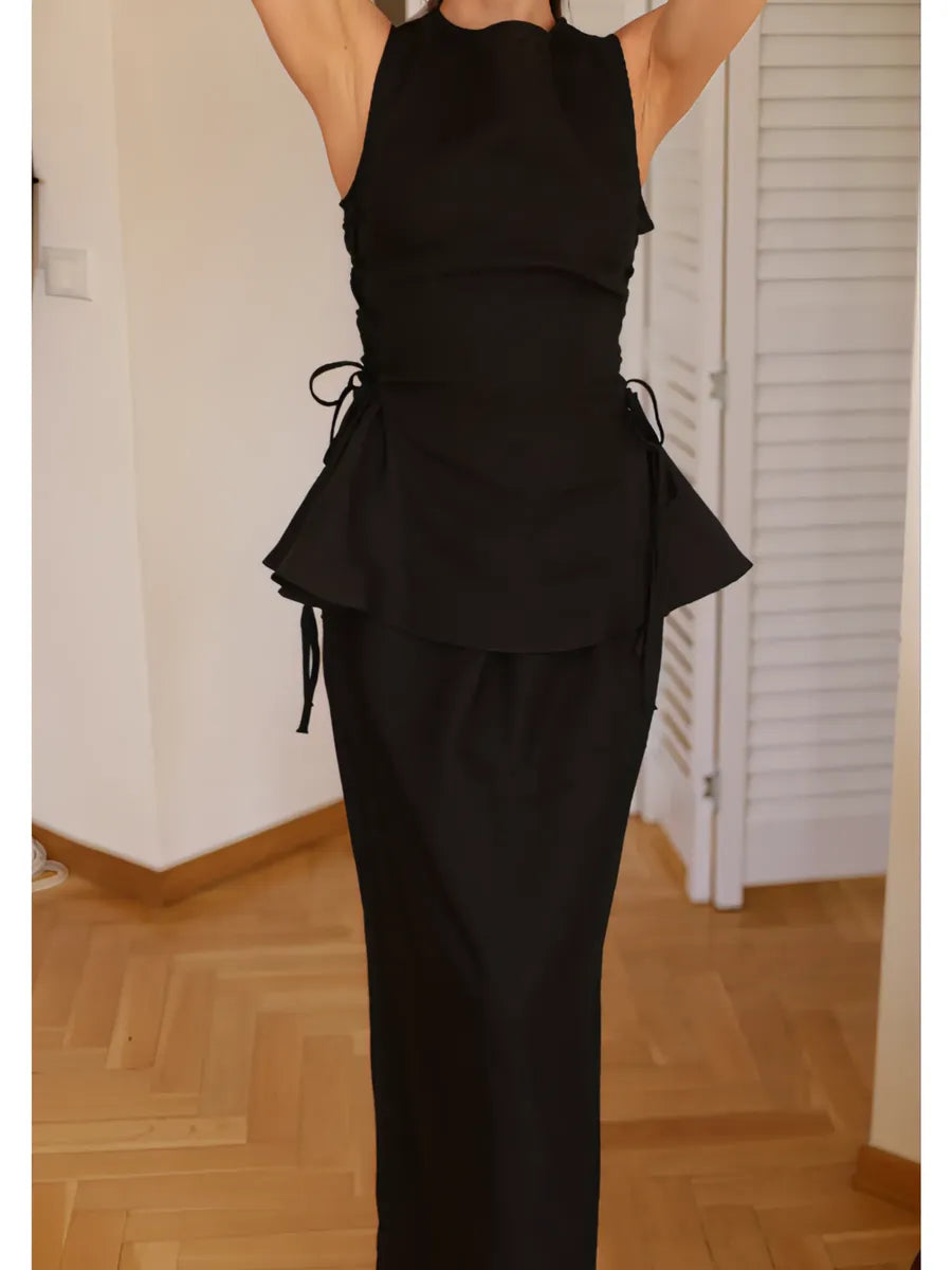 Black Swan co-ord set by Lincoln Paris featuring a fitted top and matching pants, stylish and comfortable for casual wear.