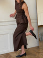 Lincoln Paris Mocha Dew co-ord set featuring a stylish matching top and pants in a cozy, chic fabric.