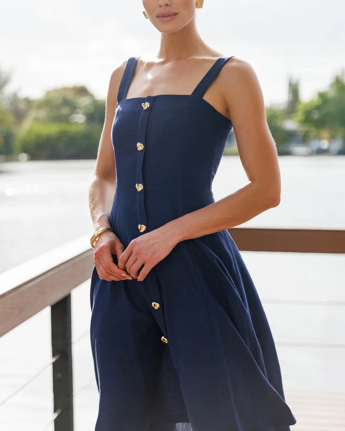 Seaborne cotton linen dress by Lincoln Paris displayed on a hanger, featuring a relaxed fit and lightweight fabric for casual wear.