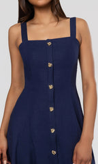 Seaborne cotton linen dress by Lincoln Paris displayed on a model, featuring a relaxed fit and natural fabric texture.