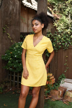 Lincoln Paris DaisyDay cotton linen dress, lightweight and breezy, shown hanging with a relaxed fit and floral design.