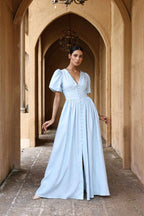 European cotton linen dress by Lincoln Paris, flowing design with soft fabric, showcased on a model in a stylish setting.