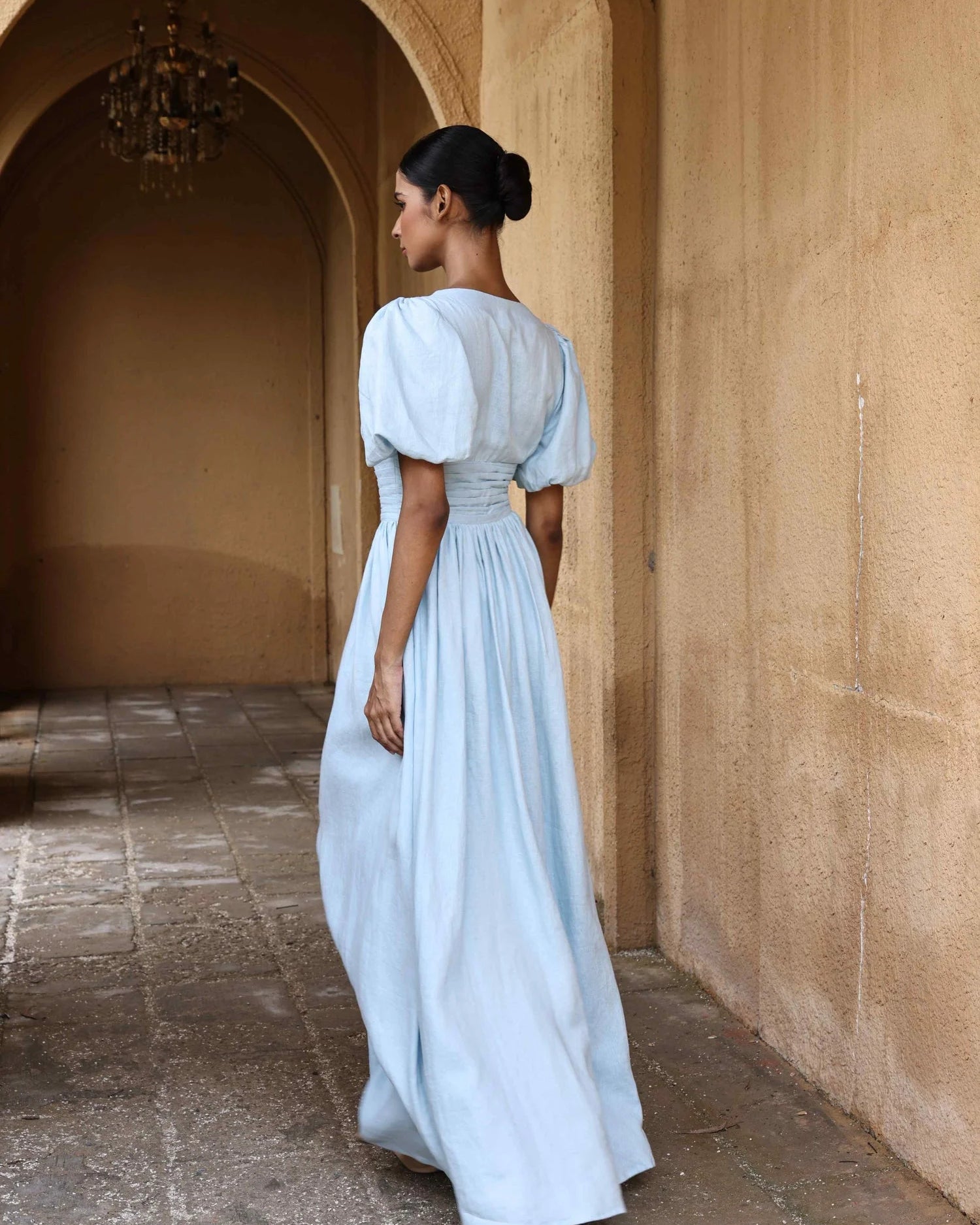 European cotton linen dress by Lincoln Paris, lightweight and airy with a relaxed fit, shown on a hanger against a neutral background.