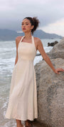Lincoln Paris Cloud 9 cotton linen dress displayed on a hanger, featuring a relaxed fit and lightweight fabric for casual wear.