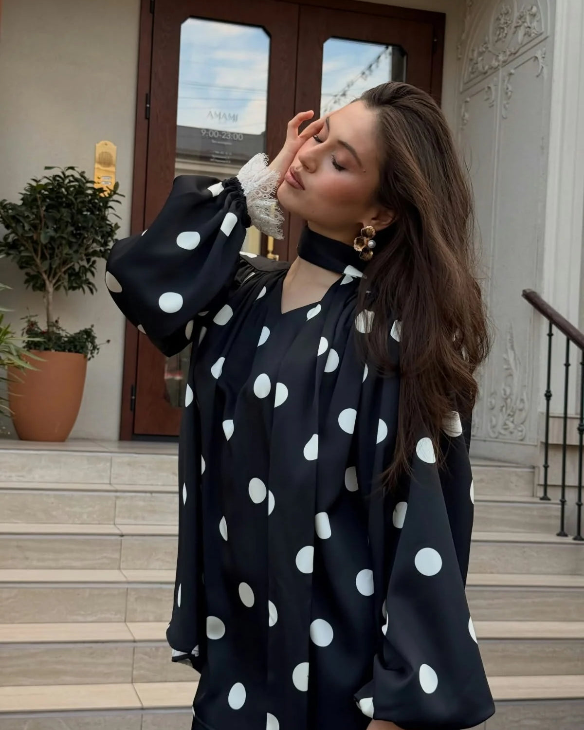 Lincoln Paris Dot & Dori Co-ord set featuring a stylish matching top and skirt with a dotted pattern, perfect for casual wear.