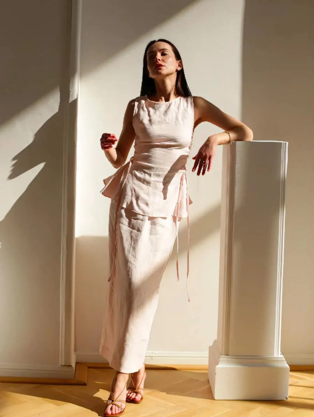 Lincoln Paris Paris Pink co-ord set featuring a stylish top and matching skirt, perfect for casual or dressy occasions.