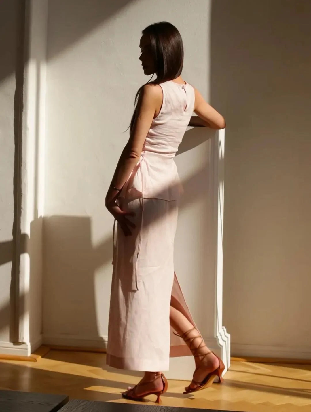 Lincoln Paris Paris Pink Co-ord set featuring a matching crop top and high-waisted skirt, stylish and perfect for casual wear.