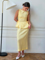 Lincoln Paris Buttercup Co-ord set featuring a matching top and skirt in soft buttercup yellow fabric.