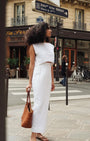 Milk cotton linen co-ord set by Lincoln Paris featuring matching top and pants in a soft, comfortable fabric.