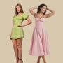 Lime Lust and Rosewater Corset Maxi Combo by Lincoln Paris, featuring a vibrant corset and flowing maxi skirt in bright colors