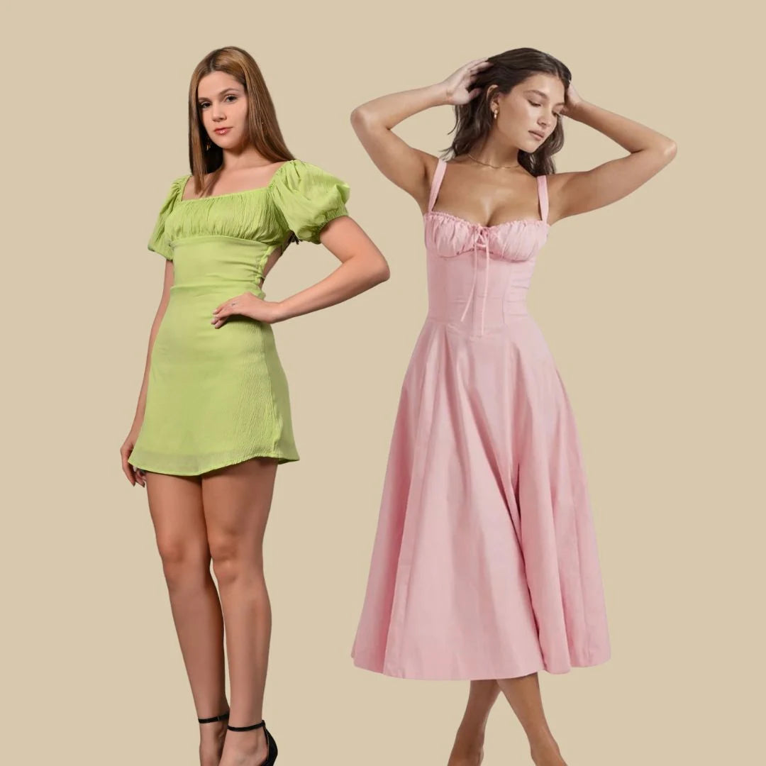 Lime Lust and Rosewater Corset Maxi Combo by Lincoln Paris, featuring a vibrant corset and flowing maxi skirt in bright colors